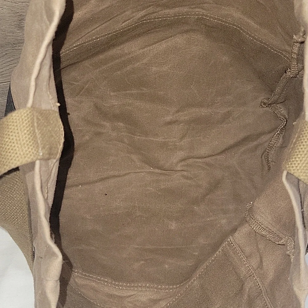 Barebones Waxed Canvas Two-Tone Tote Bag in Brown and Black
